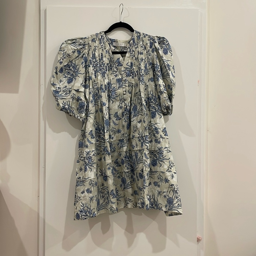 HUNTER BELL Blue and White Floral Mini Dress